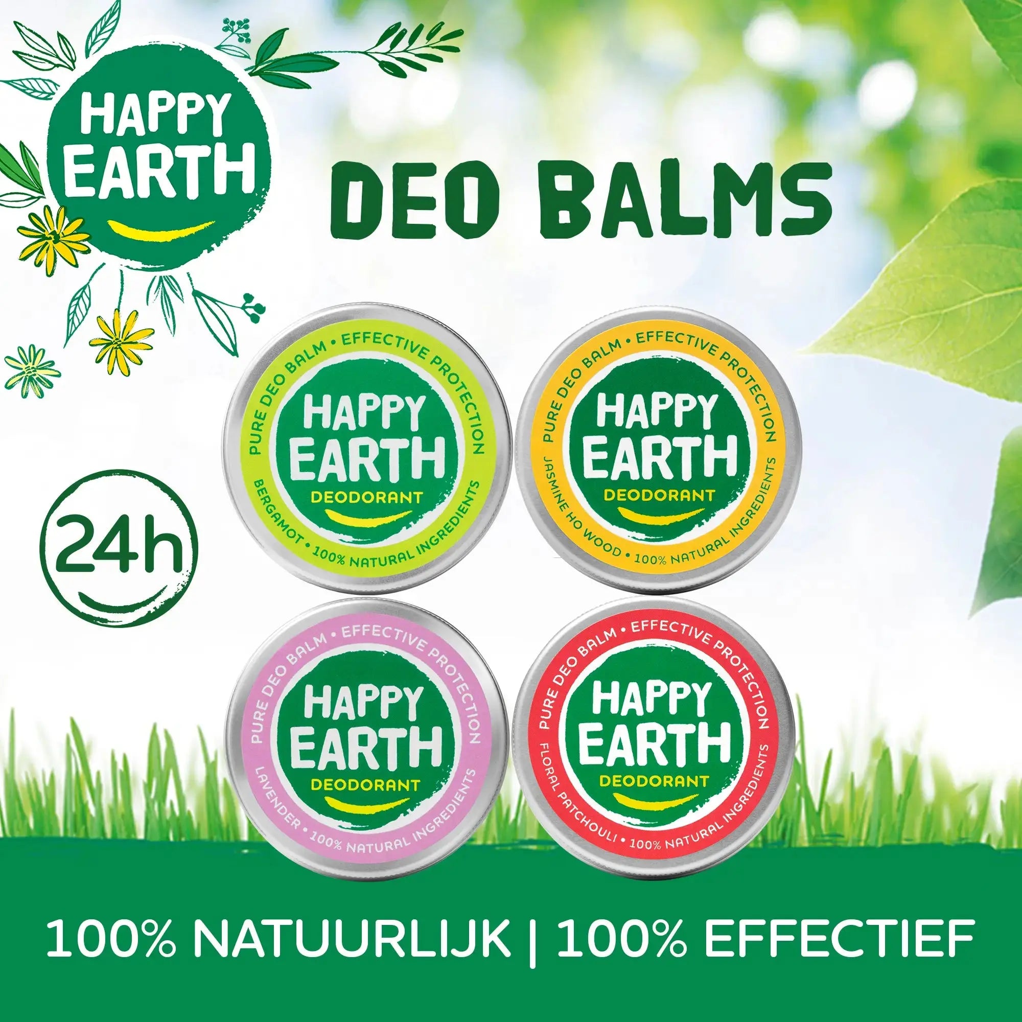 Happy Earth Deodorant Balsam Lavendel - 100% Natürlich, Vegan, Aluminiumfrei, 45 G