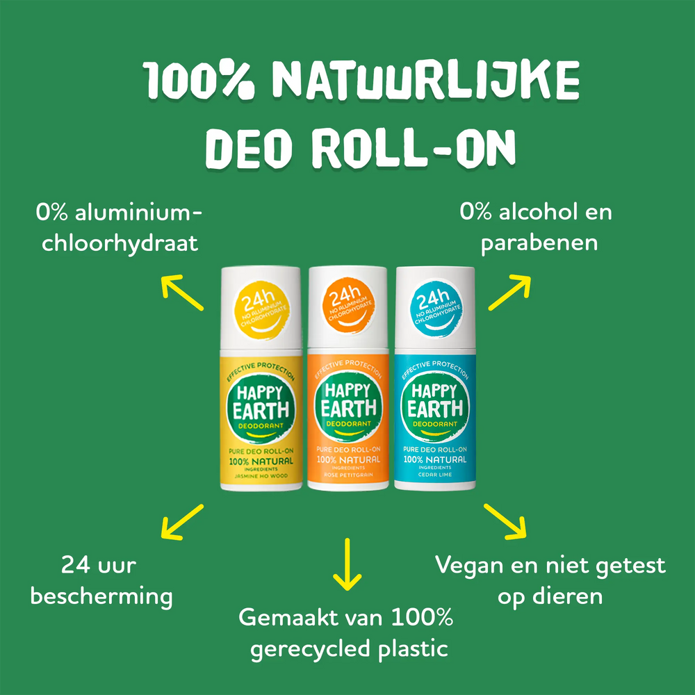 
                  
                    Natuurlijke Deodorant Roller Rose Petitgrain Happy Earth
                  
                