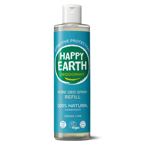 Happy Earth Natuurlijke Deodorant Spray navulverpakking Cedar Lime 300ml Happy Earth