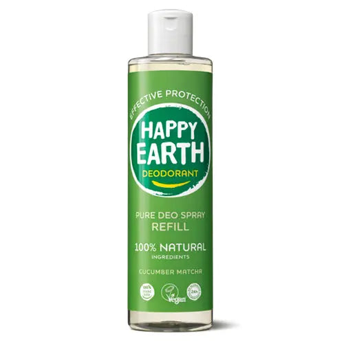 Happy Earth Natuurlijke Deodorant Spray navulverpakking Cucumber Matcha 300ml Happy Earth